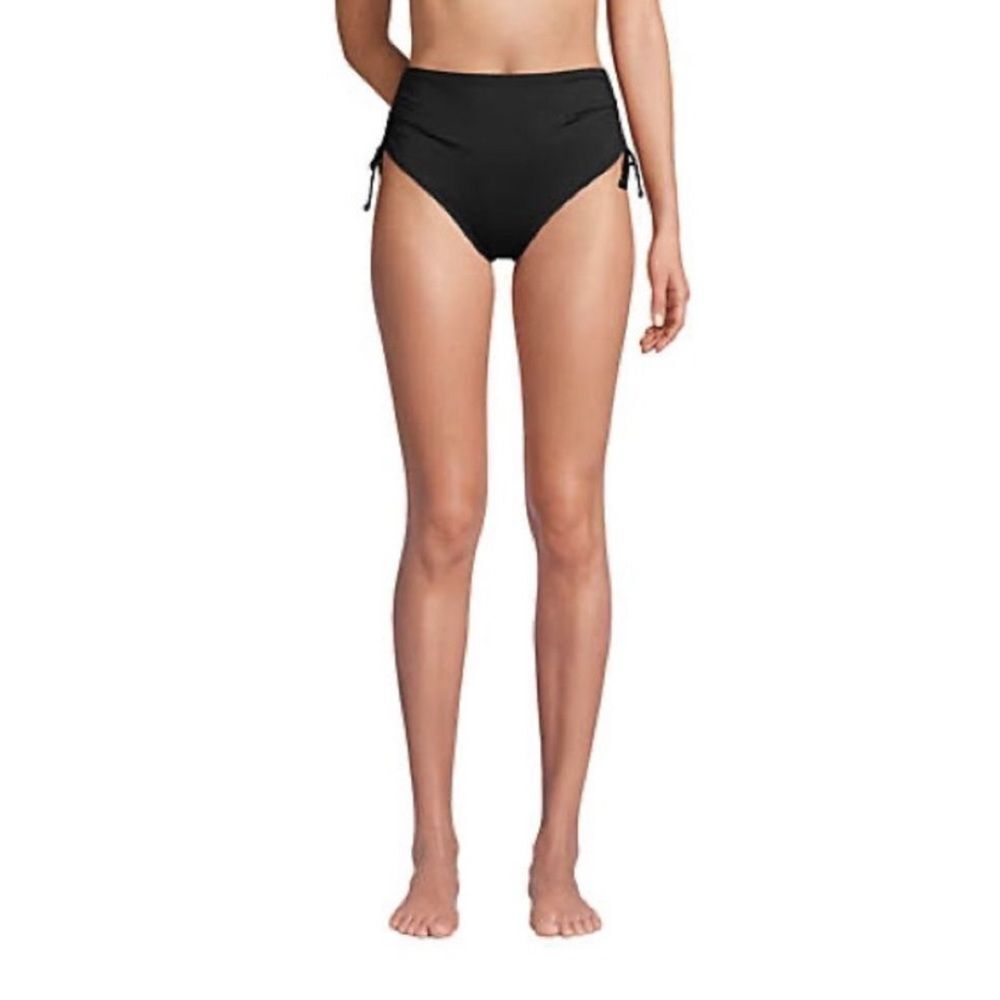 Land’s End adjustable sides high waist bikini bottoms black Small